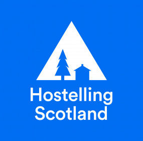 Hostelling Scotland White on Blue 2000